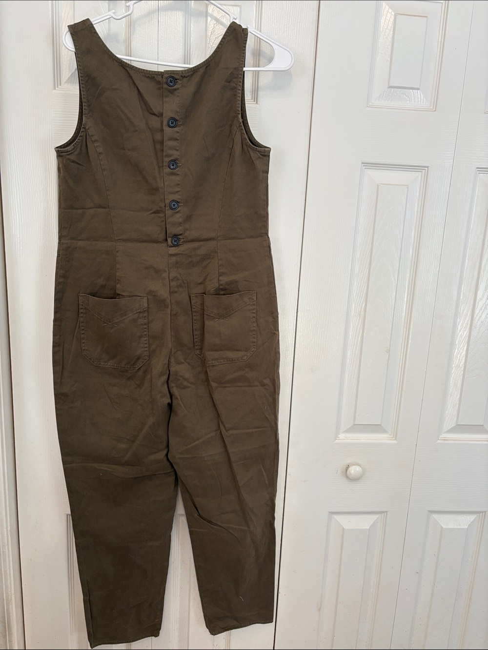 Source Unknown Olive Green Button-Front Women's Jumpsuit 722